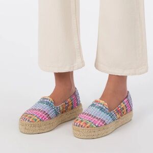 Manebi Woven Acapulco Raffia Jute Platform Multicolor Espadrilles Size 37